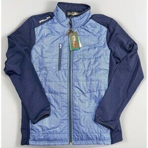 NWT RLX RALPH LAUREN Mens Medium Houndstooth Wool-Blend Quilted Jacket Blue $268